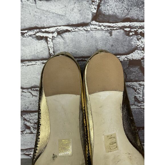 J.Crew Nora Metallic Gold Leather Perforated Ballet Flats Women’s Sz 10M US/41EU - Picture 7 of 16